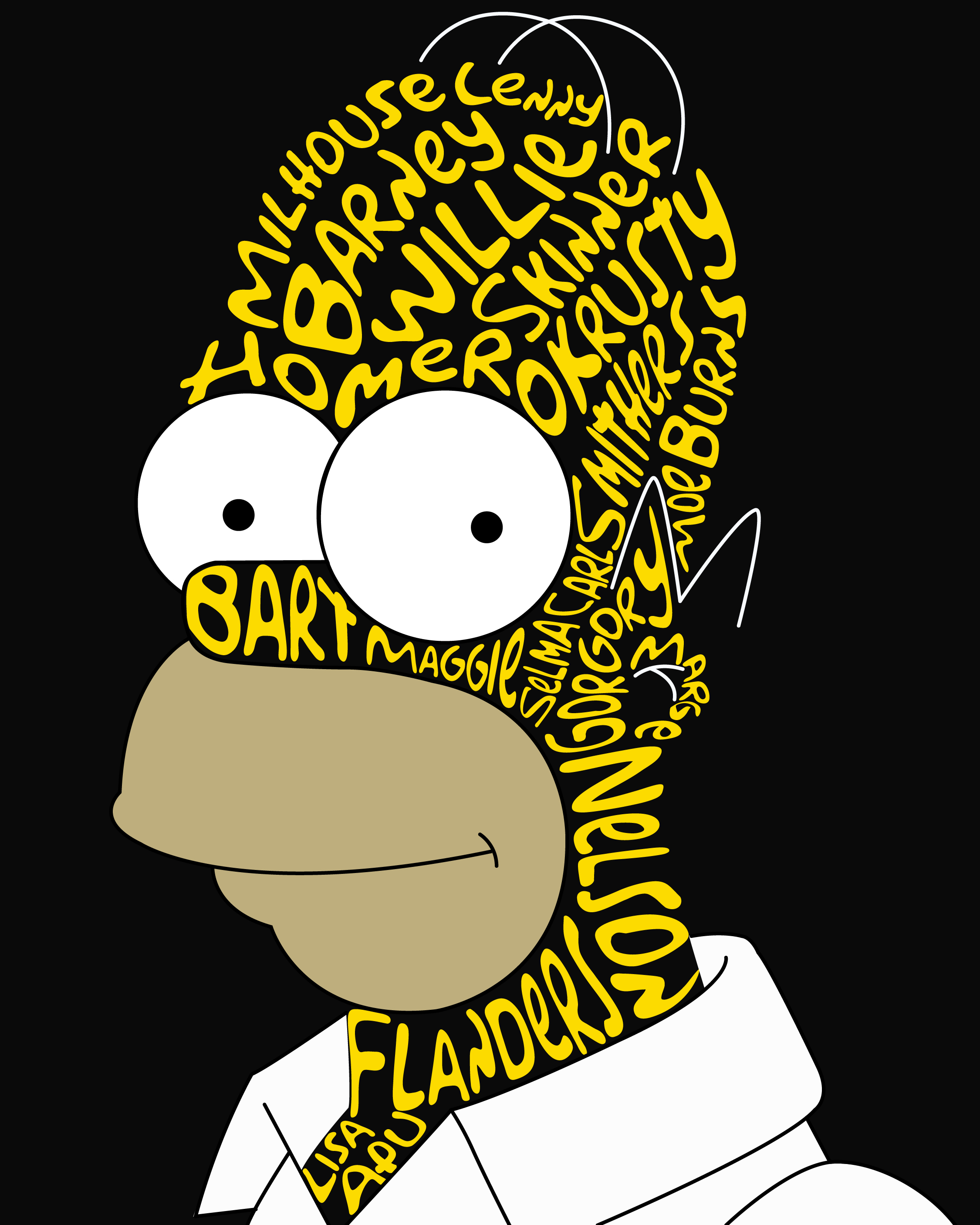 Eng Esp Homero Simpson Typographic Illustration Ilustración